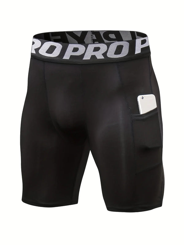 Men’s Compression Shorts with Pocket – Athletic Spandex Performance Wear