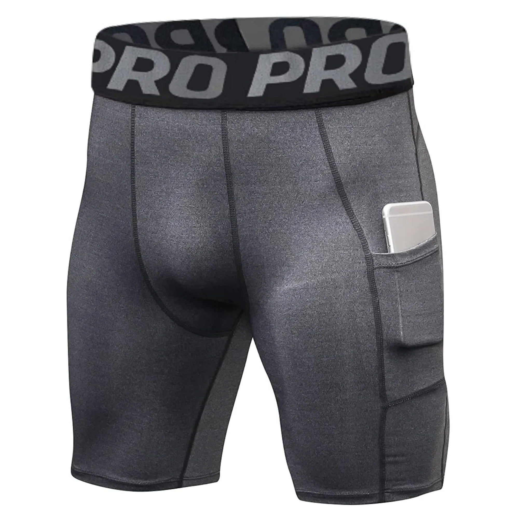 Men’s Compression Shorts with Pocket – Athletic Spandex Performance Wear