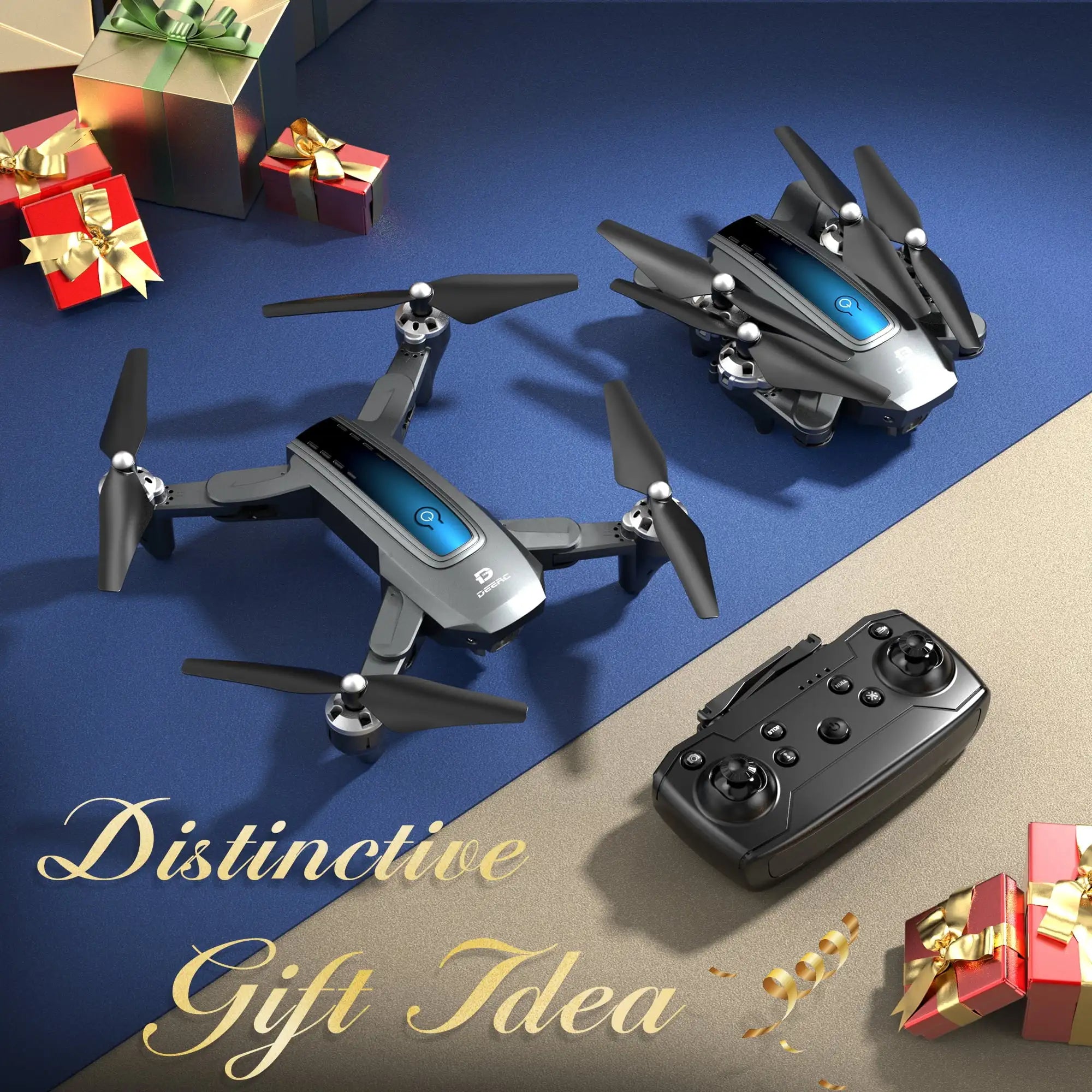 Deerc D10 Drone, 1080P FHD FPV, Gravity Control, Altitude Hold, Headless Mode, Waypoints, Case, 2 Batteries