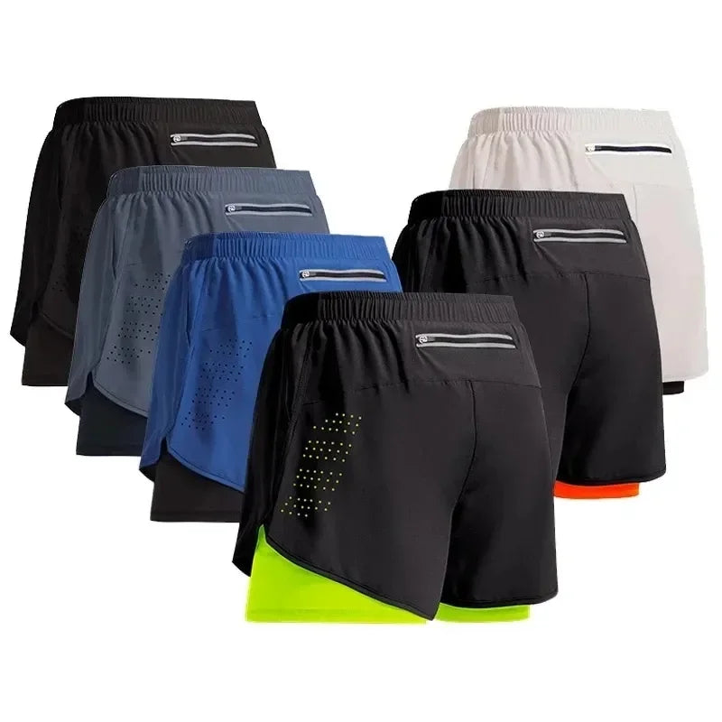 Men’s 2-in-1 Fitness Training Shorts – Quick-Dry Summer Sportswear