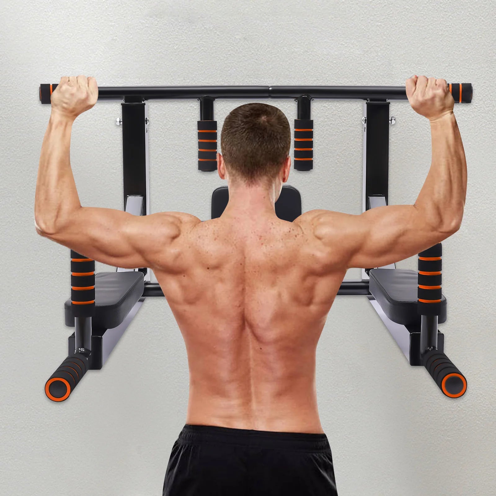 Pull Up Bar Wall Mounted Raise Dip Station Vertical Knee Exercise Equipment