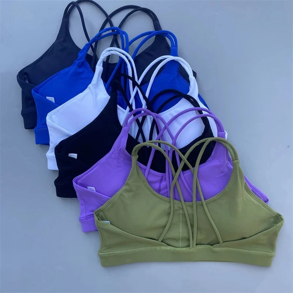 Women's Solid Color Sports Bra – Padded, High-Strength Training Top