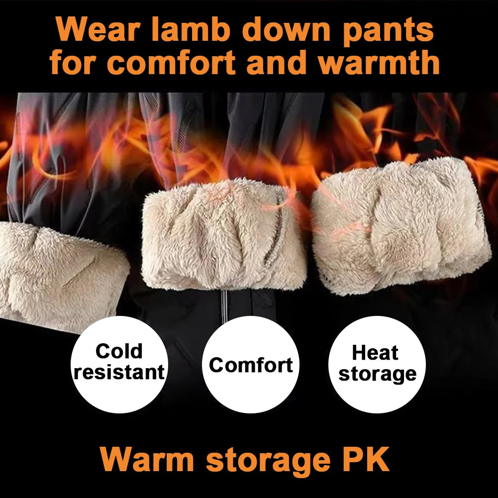 Men Thick Fleece Sweatpant with Zipper Pockets Winter Warm Fleece Pants Casual Slim Sweatpants Track Pants Thermal Athletic Pant