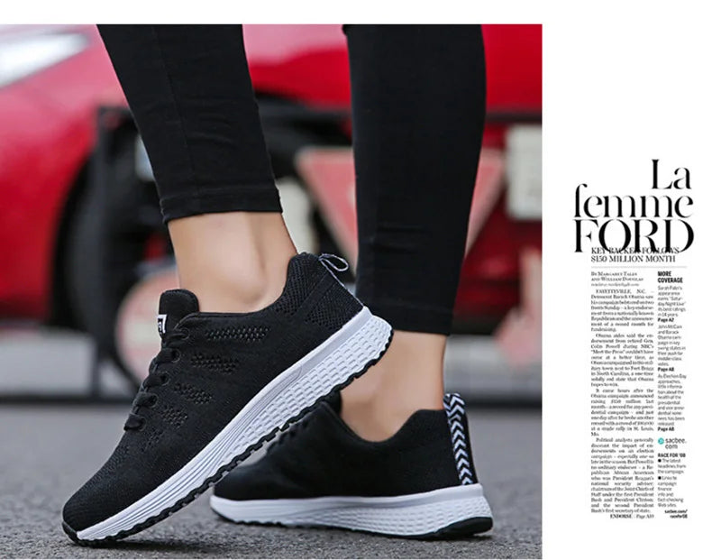 Women’s Breathable Mesh Casual Sneakers – Lightweight Walking Flats