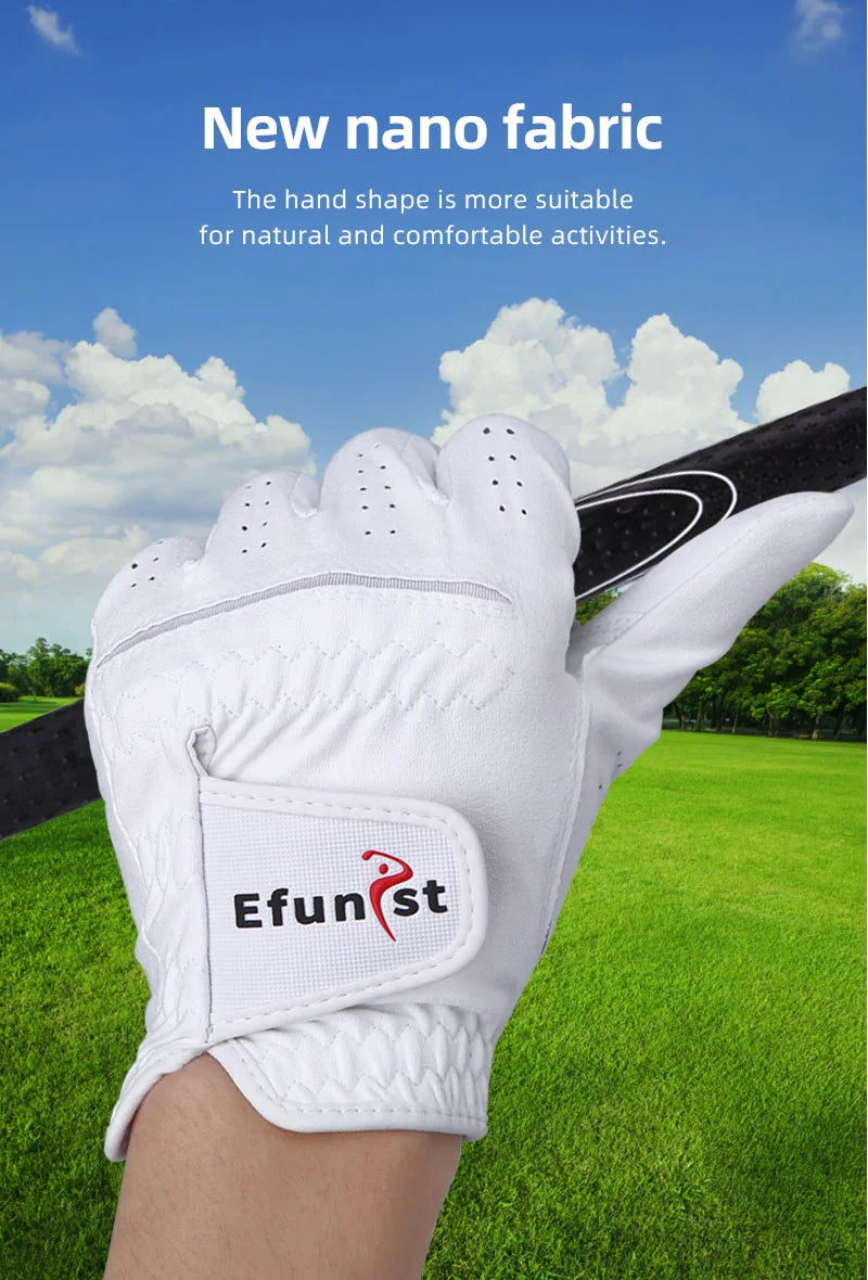 Men’s Golf Gloves – Left/Right Hand, Breathable Grip, White/Dark Grey (Namib Series)