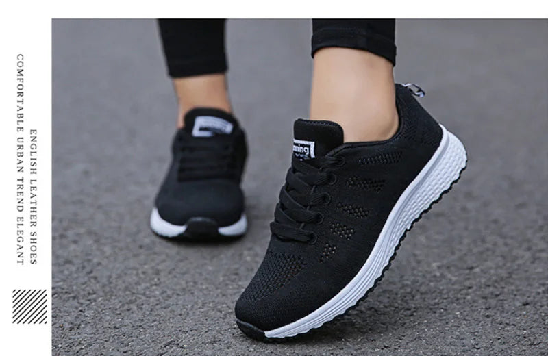 Women’s Breathable Mesh Casual Sneakers – Lightweight Walking Flats