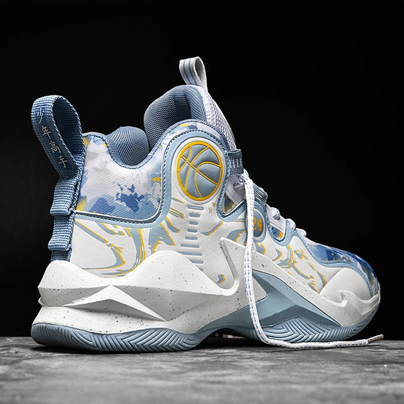 Men's Basketball Shoes No-Slip Breathable Outdoor Shoes Fashion Graffiti Training Shoes