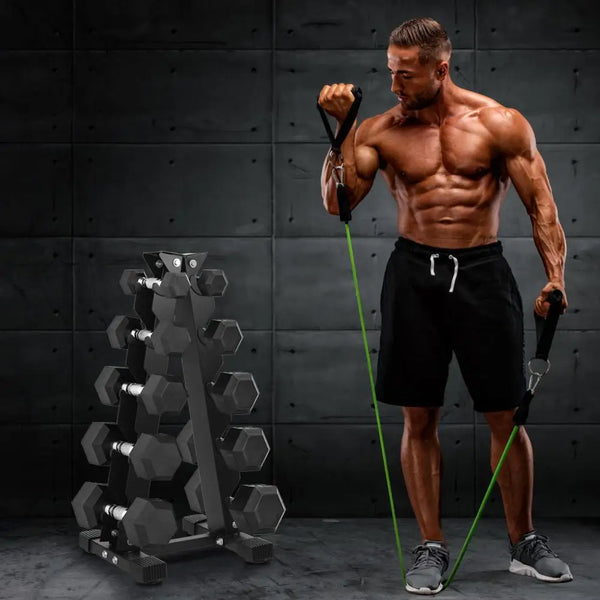 5-Tiers Dumbbell Rack Home Sports Fitness Equipment Storage Holder Weight Support Dumbbell Floor Bracket Gym Space Saver Shelf