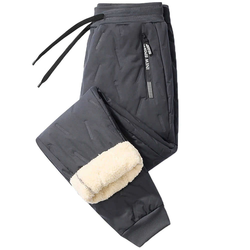 Men Thick Fleece Sweatpant with Zipper Pockets Winter Warm Fleece Pants Casual Slim Sweatpants Track Pants Thermal Athletic Pant
