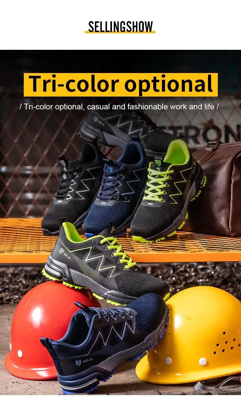 Men’s Steel Toe Safety Shoes – Puncture-Proof, Breathable Work Sneakers