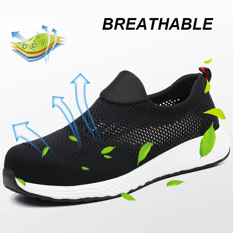 Unisex Steel Toe Safety Sneakers – Lightweight Breathable Work Shoes