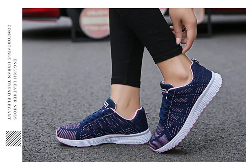 Women’s Breathable Mesh Casual Sneakers – Lightweight Walking Flats