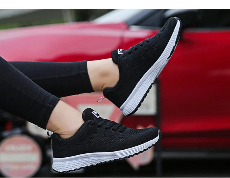 Women’s Breathable Mesh Casual Sneakers – Lightweight Walking Flats