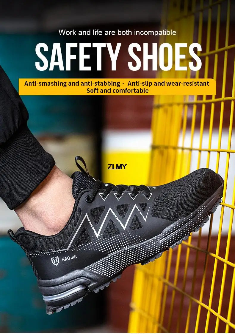 Men’s Steel Toe Safety Shoes – Puncture-Proof, Breathable Work Sneakers