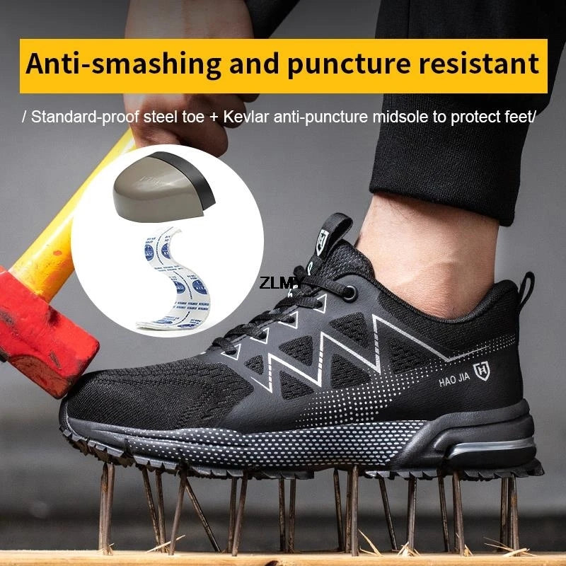 Men’s Steel Toe Safety Shoes – Puncture-Proof, Breathable Work Sneakers