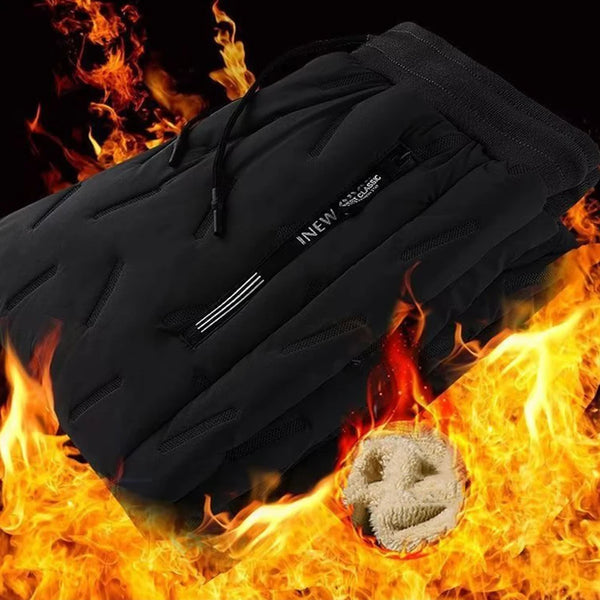 Men Thick Fleece Sweatpant with Zipper Pockets Winter Warm Fleece Pants Casual Slim Sweatpants Track Pants Thermal Athletic Pant