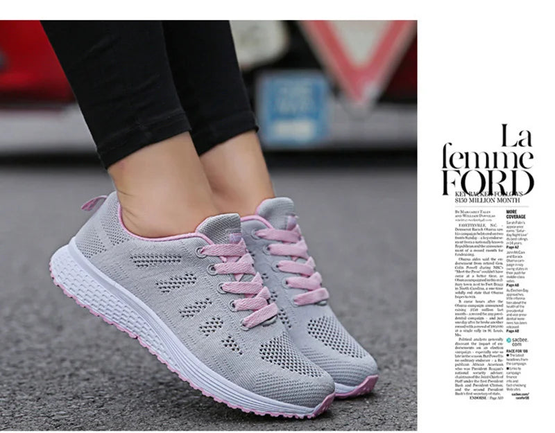 Women’s Breathable Mesh Casual Sneakers – Lightweight Walking Flats