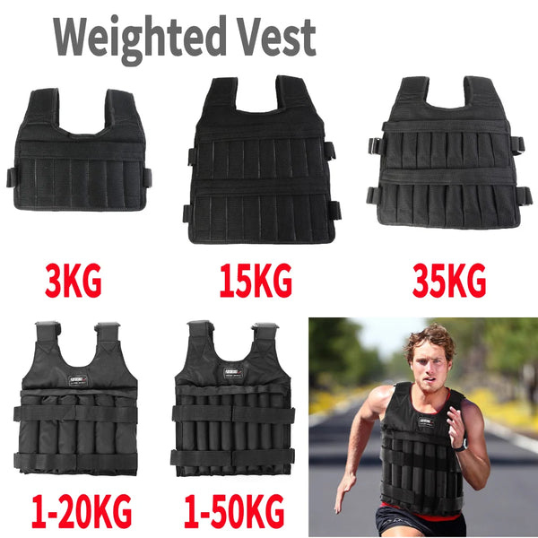 Adjustable Weighted Vest (3/15/35kg) for Fitness & Running