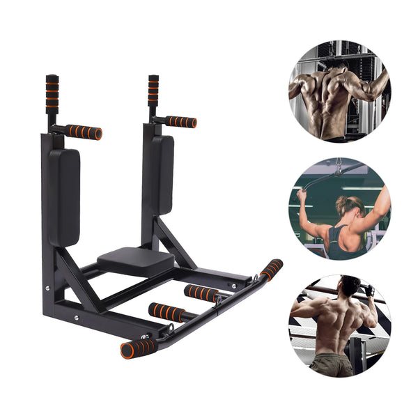 Pull Up Bar Wall Mounted Raise Dip Station Vertical Knee Exercise Equipment