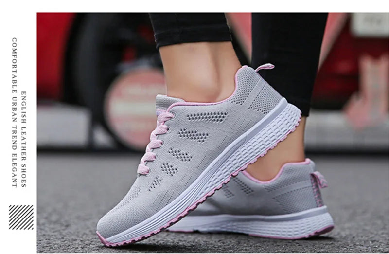 Women’s Breathable Mesh Casual Sneakers – Lightweight Walking Flats