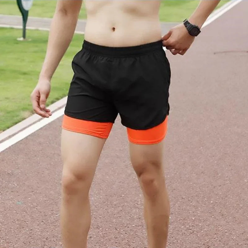 Men’s 2-in-1 Fitness Training Shorts – Quick-Dry Summer Sportswear