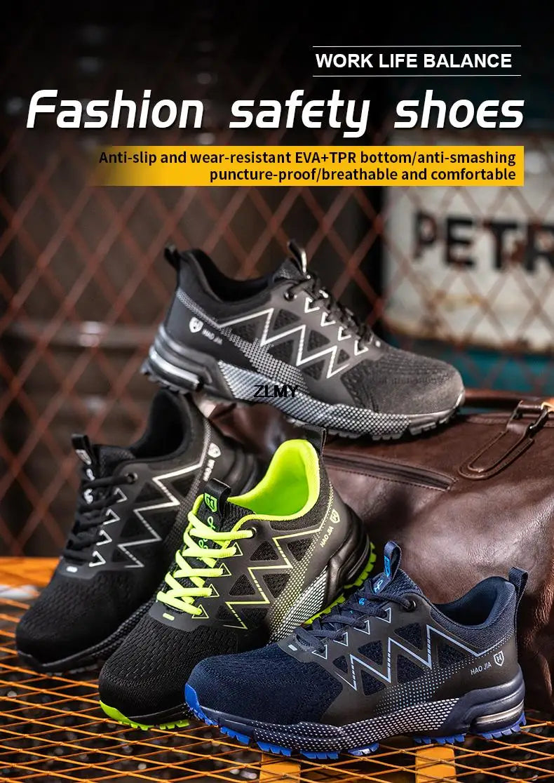 Men’s Steel Toe Safety Shoes – Puncture-Proof, Breathable Work Sneakers