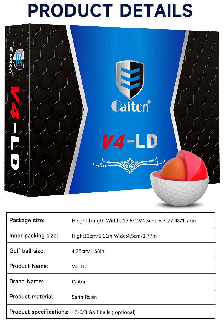Caiton Pro 4-Layer Golf Balls – Long Distance, Tour Performance (3/6/12 Pack)