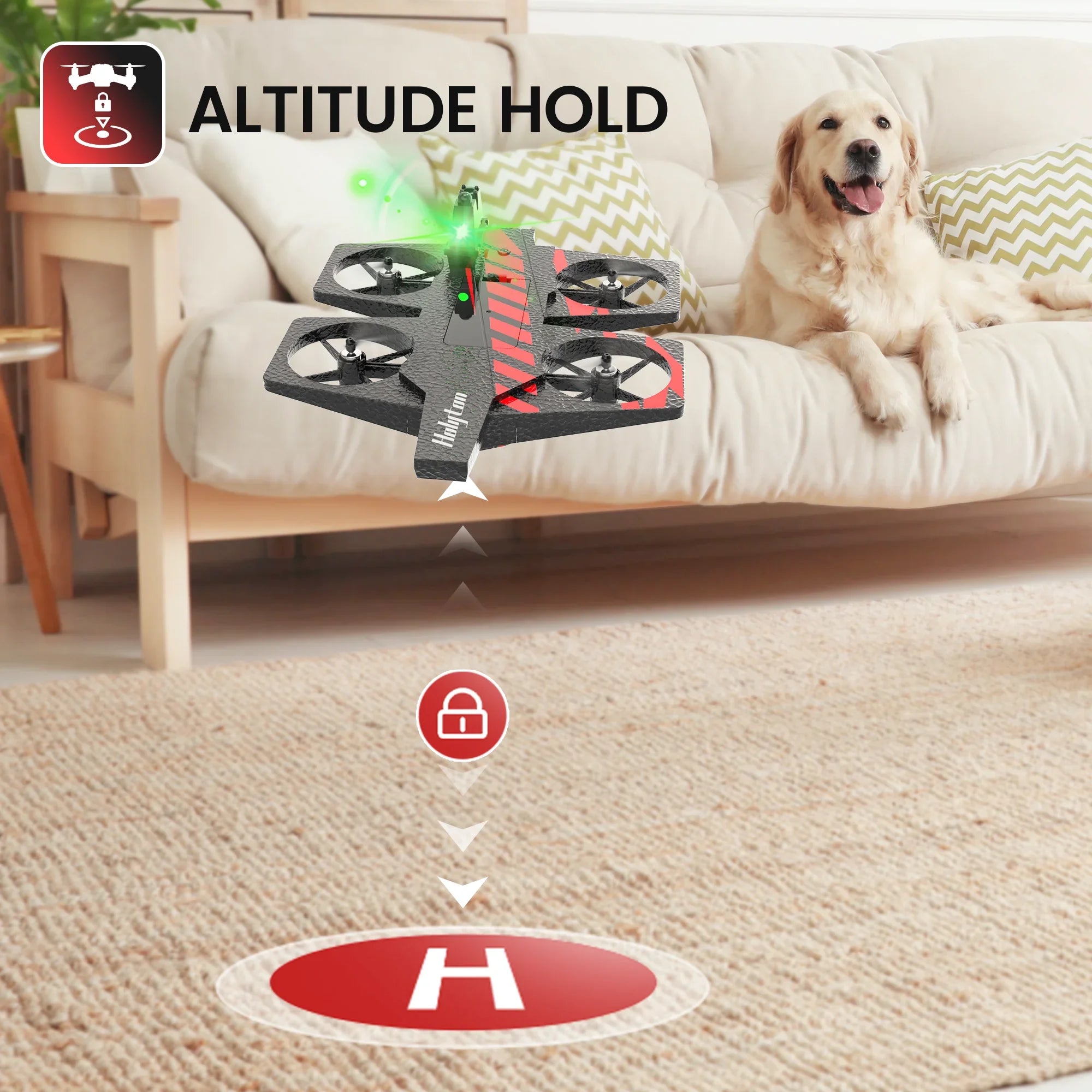 Holyton HT40: 2-in-1 RC Drone for All, Beginner-Friendly, Modes: Land/Fly, Altitude Hold, Headless, 3D Flips, Emergency Stop,C0.