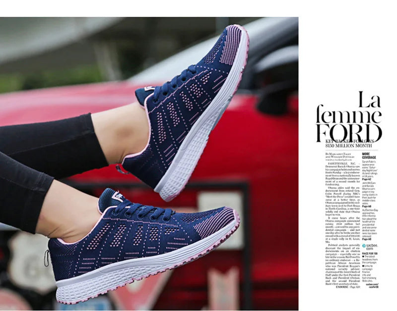 Women’s Breathable Mesh Casual Sneakers – Lightweight Walking Flats