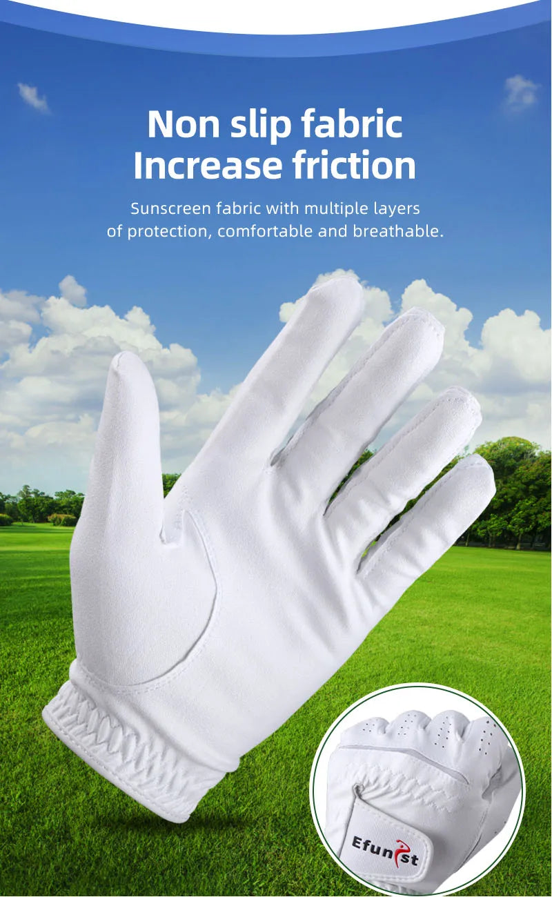 Men’s Golf Gloves – Left/Right Hand, Breathable Grip, White/Dark Grey (Namib Series)