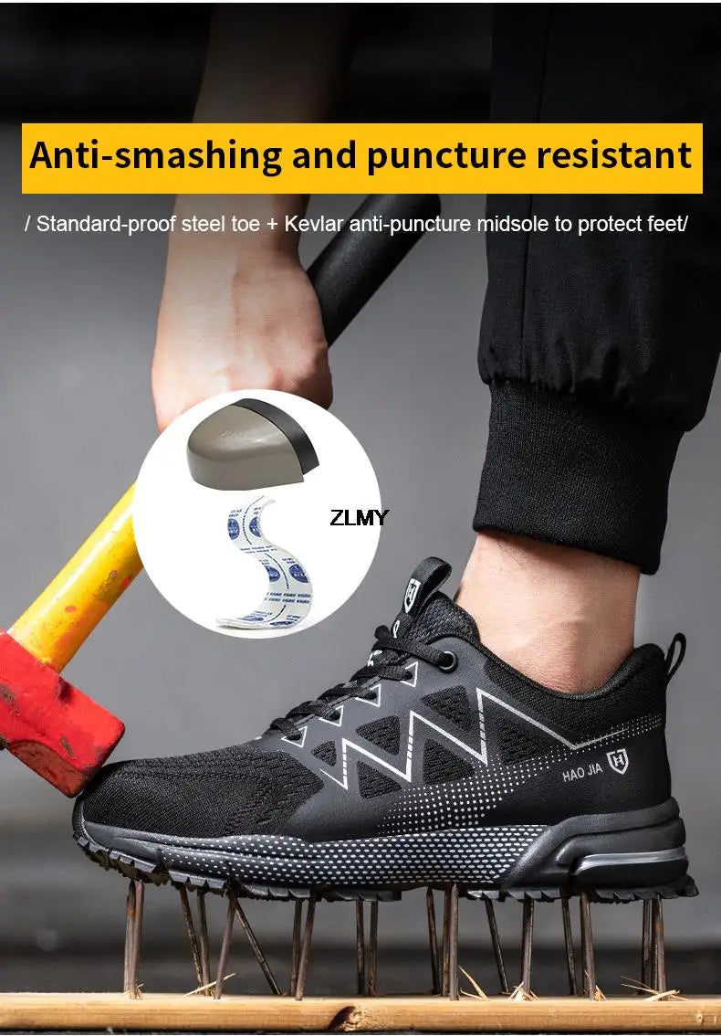 Men’s Steel Toe Safety Shoes – Puncture-Proof, Breathable Work Sneakers