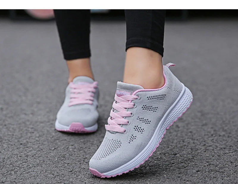 Women’s Breathable Mesh Casual Sneakers – Lightweight Walking Flats